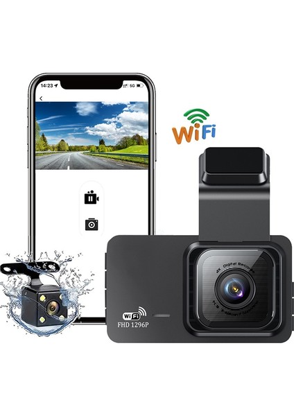 Dual Lens Araç Kamerası - Wifi Destekli, Süper Hd 1296P, Döngü Kayıtlı fiyatları