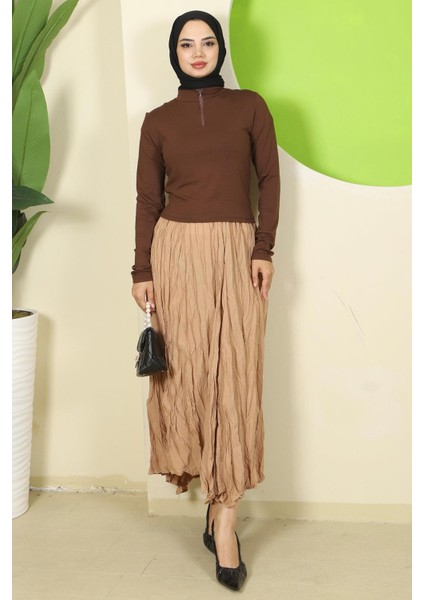 Yarım Fermuarlı Body Kahverengi HM2830 fiyatları