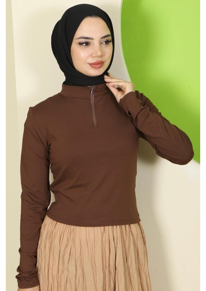 Yarım Fermuarlı Body Kahverengi HM2830 modelleri