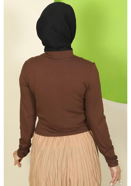 Yarım Fermuarlı Body Kahverengi HM2830 indirimleri