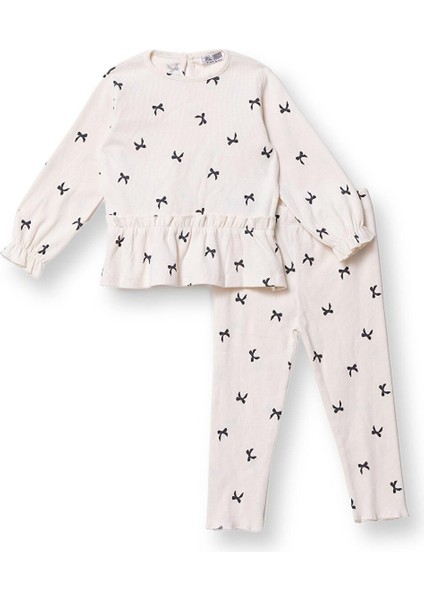 Kız Bebek Bluz - Tayt Düğmeli Uzun Kol Reçme