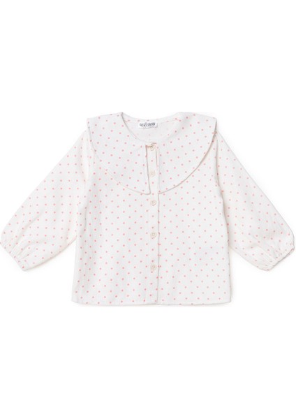 Kız Bebek Gömlek Düğmeli Bebe Yaka Uzun Kol