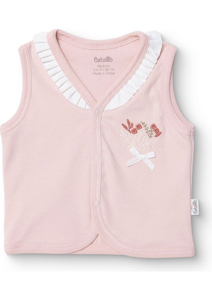 Kız Bebek Yenidoğan Tiny Florist Yelek Interlok V Yaka Atlet Kol