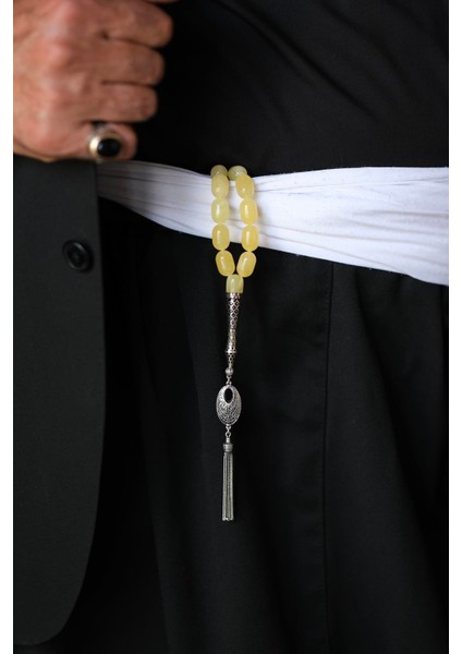Özel Gümüş Tasarım Imame Orjinal Damla Kehribar Tesbih (Amber), (مسبحة قطرة كهريبار)