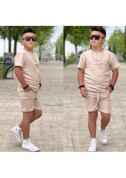Erkek Çocuk Keten Şortlu Takım | 4/12 Yaş Arası fiyatları