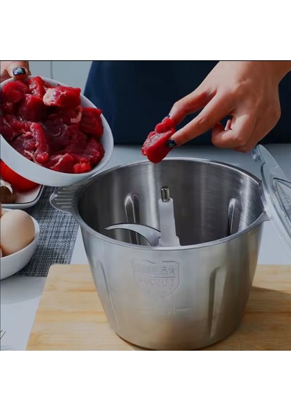 Gri Elektrikli Paslanmaz Çelik 5l Doğrayıcı Blender - Et, Sebze ve Meyve Için Çok Amaçlı