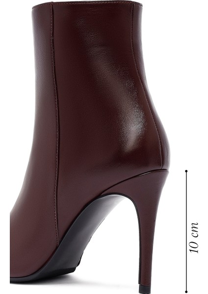 Kadın Bordo Fermuarlı Yüksek Ince Topuklu Deri Bot 25WFD133018 fiyatları