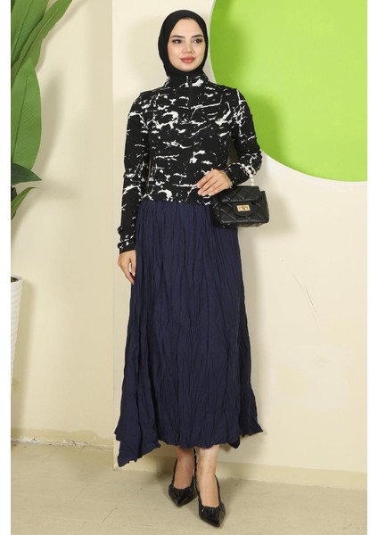 Mermer Desen Fermuarlı Body Siyah HM2833 modelleri