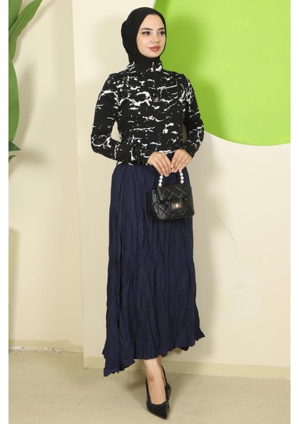 Mermer Desen Fermuarlı Body Siyah HM2833 fırsatları