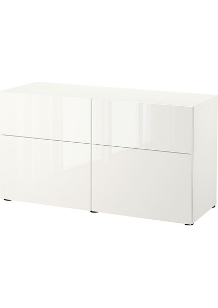 Dolap Kombinasyonu, Parlak Cila-Beyaz, 120X42X65 Cm, Selsvıken, Fren Raylı