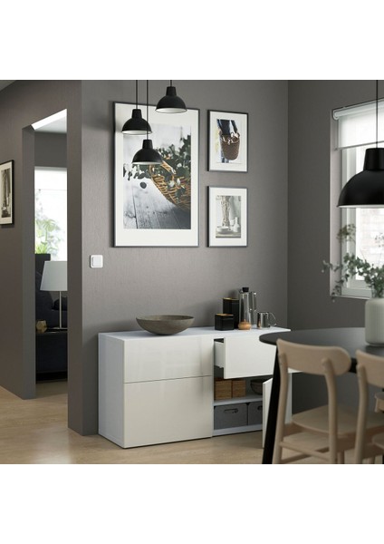 Dolap Kombinasyonu, Parlak Cila-Beyaz, 120X42X65 Cm, Selsvıken, Fren Raylı fiyatları