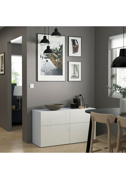 Dolap Kombinasyonu, Parlak Cila-Beyaz, 120X42X65 Cm, Selsvıken, Fren Raylı modelleri