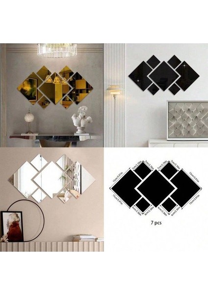 Kare Şekilli Ayna Duvar Dekoru Ayna Gold Veya Gümüş Pleksi
