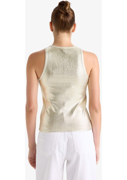 Slim Fit Dar Kesim Halter Yaka Fitilli Kaşkorse Parlak Kumaş Atlet G2531AX25AU indirimleri