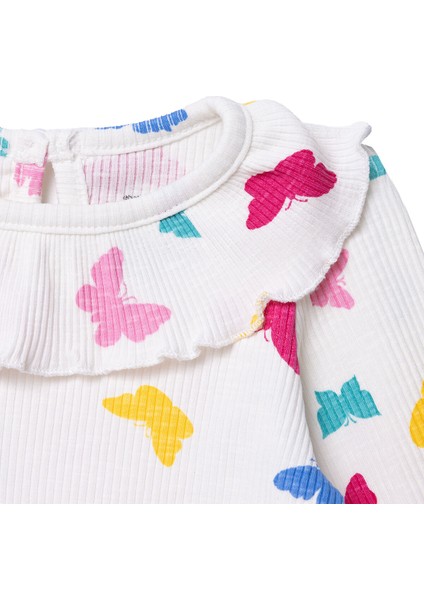 Kız Bebek Sweatshirt Düğmeli Bisiklet Yaka Uzun Kol modelleri