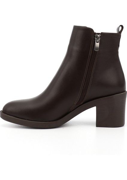 Kadın Kahverengi Fermuarlı Kalın Topuklu Bot modelleri