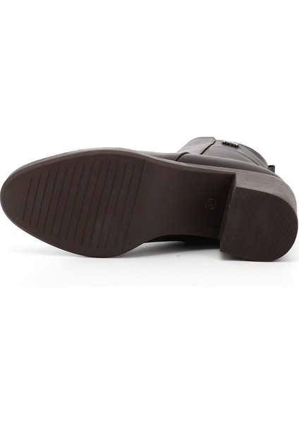 Kadın Kahverengi Fermuarlı Kalın Topuklu Bot fırsatları