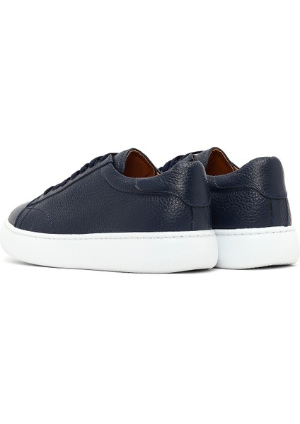 Erkek Lacivert Bağcıklı Kalın Tabanlı Deri Sneaker 25WFD8240FT indirimleri