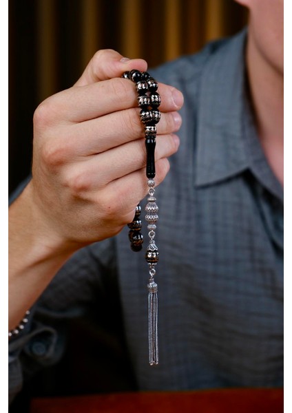 Prinç Sarmalı Gümüş Püskül Oltu Taşı Tesbih modelleri