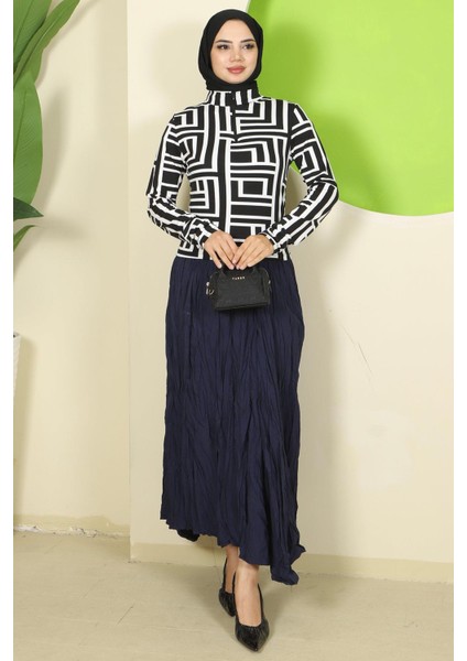 Labirent Desen Fermuarlı Body Beyaz HM2831 fırsatları