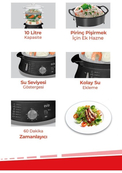 Zaman Ayarlı, 10 Litrelik, Bpa Içermeyen, Buharlı Pişirici