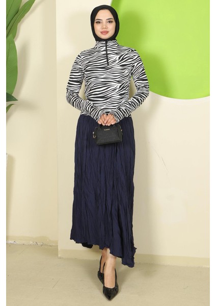 Zebra Desen Fermuarlı Body Beyaz HM2832 modelleri