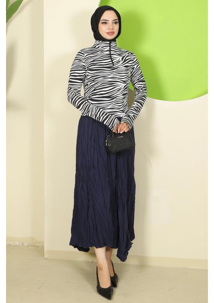 Zebra Desen Fermuarlı Body Beyaz HM2832 fırsatları