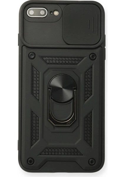 iPhone 7 Plus Kılıf Pars Lens Yüzüklü Silikon - Siyah