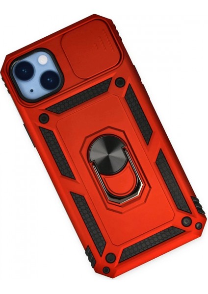 iPhone 14 Plus Kılıf Pars Lens Yüzüklü Silikon - Kırmızı modelleri
