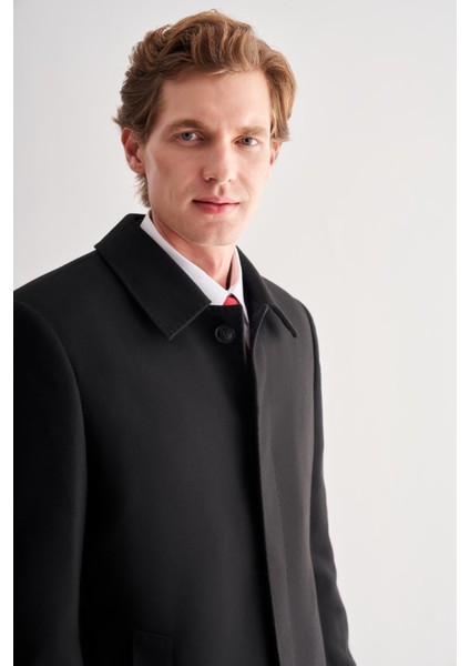 Siyah Kaşe Bebe Yaka Kapitoneli Astar Comfort Fit Rahat Kesim Klasik Kaban 1008245161 fırsatları