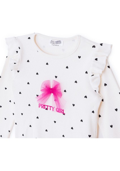 Kız Bebek Sweatshirt - Tayt Motto Girl Bisiklet Yaka Uzun Kol Reçme Paça modelleri