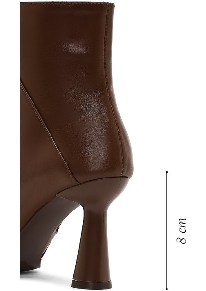 Kadın Kahverengi Fermuarlı Ince Topuklu Deri Bot 25WFD130718 fiyatları