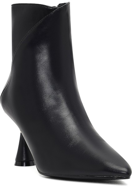 Kadın Siyah Fermuarlı Taş Detaylı Topuklu Bot 25AFE480918