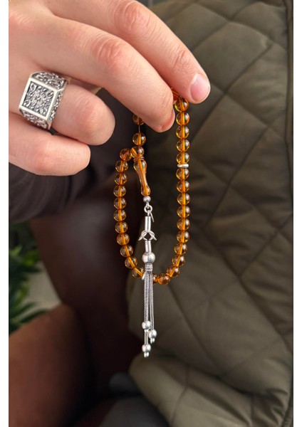 Mini Bürokrat Boy Gümüş Tasarım Damla Kehribar Tesbih (Amber), (مسبحة قطرة كهريبار) fırsatları