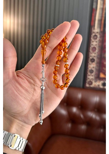 Mini Bürokrat Boy Gümüş Tasarım Damla Kehribar Tesbih (Amber), (مسبحة قطرة كهريبار) indirimleri