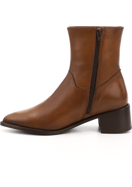 Kadın Taba Fermuarlı Sivri Burun Hakiki Deri Bot modelleri