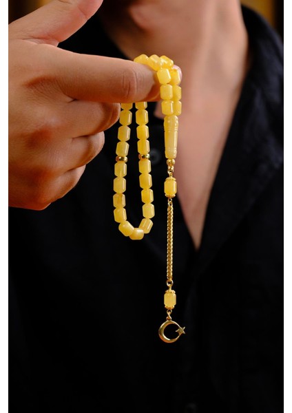 Bilek Boy Damla Kehribar Ayyıldız Tasarım Tesbih (Amber), (مسبحة قطرة كهريبار)