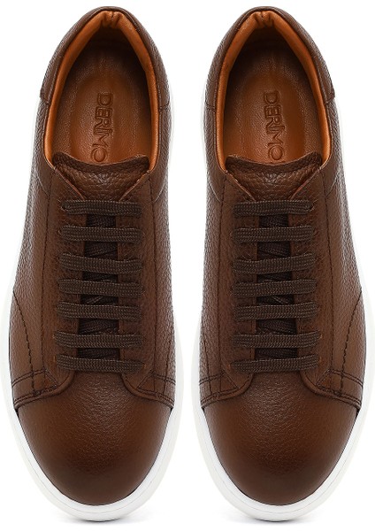 Erkek Taba Bağcıklı Kalın Tabanlı Deri Sneaker 25WFD8240FT