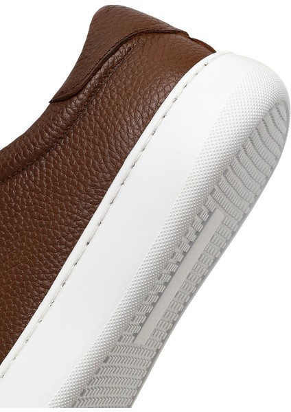 Erkek Taba Bağcıklı Kalın Tabanlı Deri Sneaker 25WFD8240FT