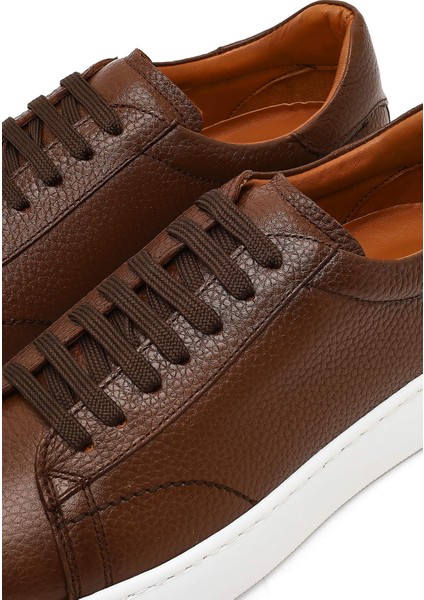 Erkek Taba Bağcıklı Kalın Tabanlı Deri Sneaker 25WFD8240FT