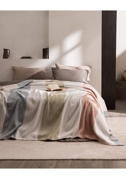 Angely Çift Kişilik Battaniye - Yeşil/indigo/pudra