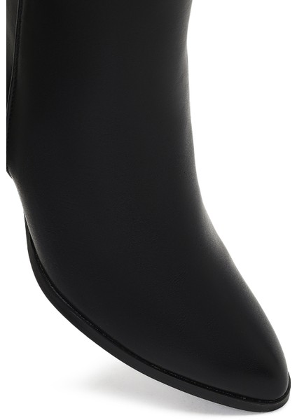 Kadın Siyah Fermuarlı Desenli Kalın Topuklu Bot 25WFE481118