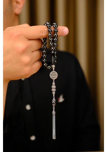 Gümüş Tasarım Canım Babam Tesbihi Kişiye Özel Tasarım Oltu Taşı Çeşm-I Bülbül Motif fiyatları