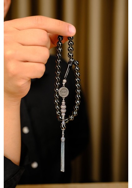 Gümüş Tasarım Canım Babam Tesbihi Kişiye Özel Tasarım Oltu Taşı Çeşm-I Bülbül Motif fırsatları