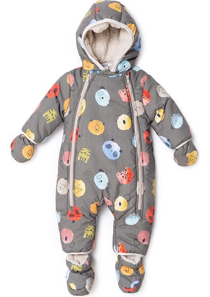 Erkek Bebek Astronot Tulum Fermuarlı Uzun Kol Patikli