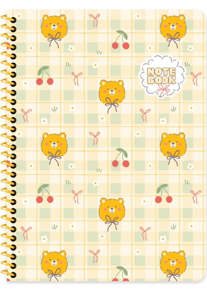 Keskin 16,5*22,5 Çizgili Spiralli Kawaii Defter - Ayı