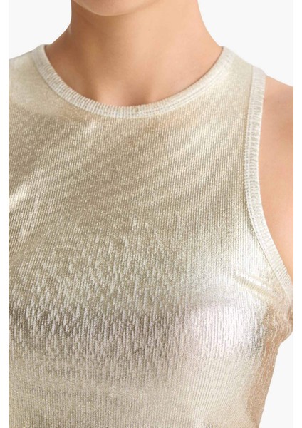 Slim Fit Dar Kesim Halter Yaka Fitilli Kaşkorse Parlak Kumaş Atlet G2531AX25AU fırsatları