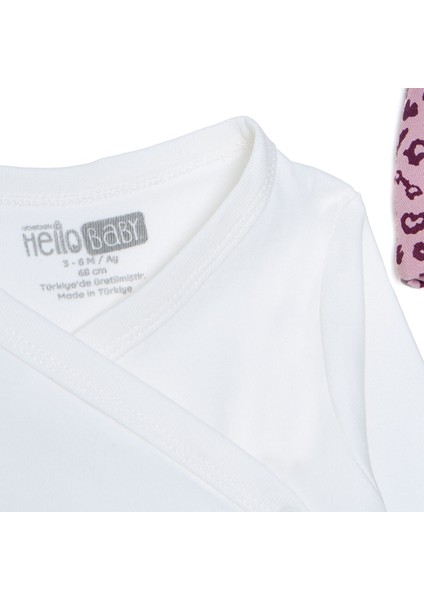 Kız Bebek Yenidoğan Zıbın-Şapka-Patikli Interlok V Yaka Uzun Kol Patikli Paça modelleri