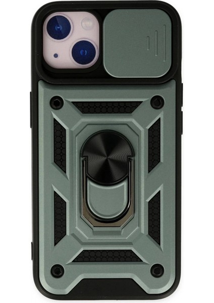 iPhone 14 Kılıf Pars Lens Yüzüklü Silikon - Yeşil