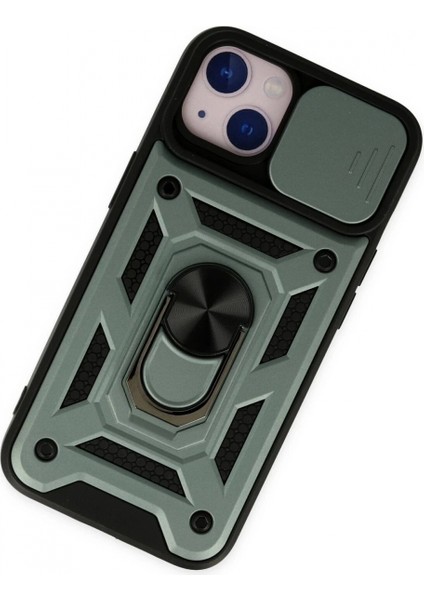 iPhone 14 Kılıf Pars Lens Yüzüklü Silikon - Yeşil modelleri